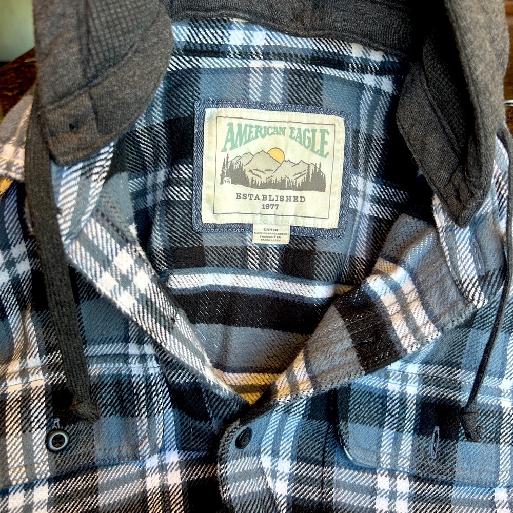 American Eagle hooded flannel shirt